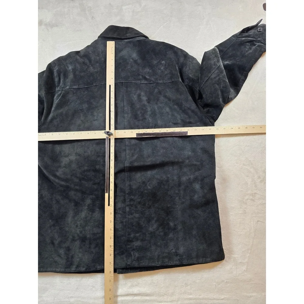 Pronto Uomo Suede Shirt Jacket Mens XL Black Leather Button Shacket Western Y2K